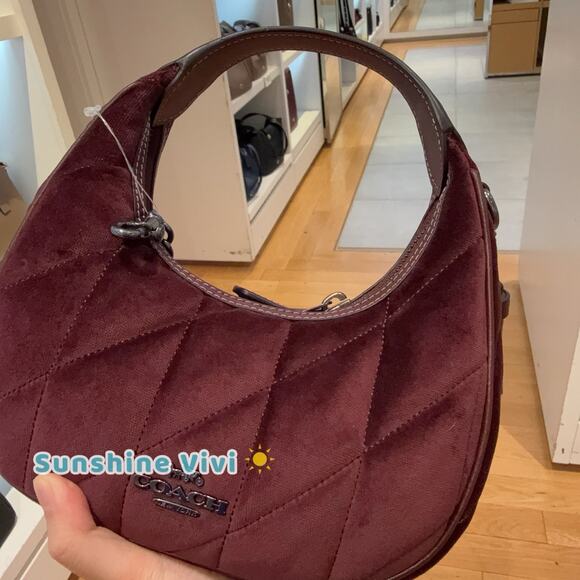 NWT Coach Carmen Mini Crossbody Bag Organic Cotton Quilting CCE61 Burgundy - Picture 3 of 7